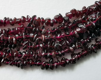 High Quality Genuine Garnet Center Drilled Nugget Beads - 14 Inch Strand