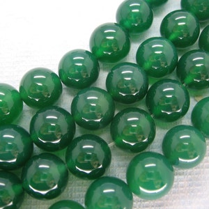 Full Strand Beautiful Green Agate Round Smooth Beads 12mm image 1