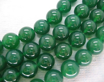 Full Strand Beautiful Green Agate Round Smooth Beads 12mm