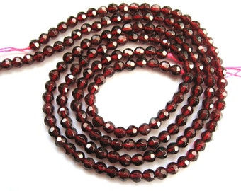 High Quality Genuine Garnet 4.5mm Round Faceted Beads - 15 Inch Strand