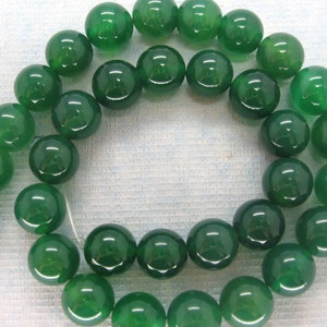 Full Strand Beautiful Green Agate Round Smooth Beads 12mm image 4