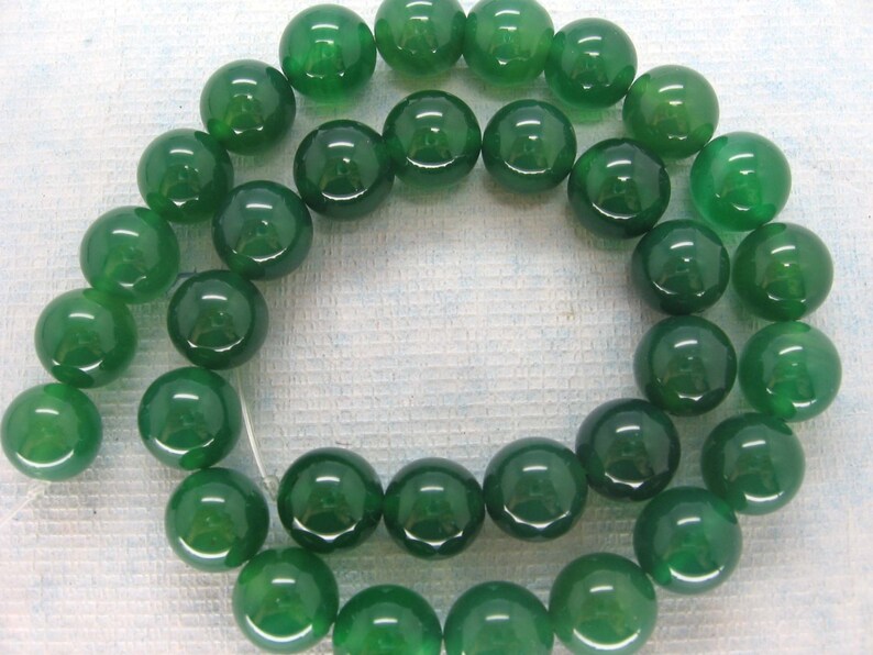 Full Strand Beautiful Green Agate Round Smooth Beads 12mm image 4