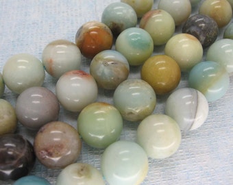 Natural Amazonite Smooth Round Gemstone Beads 12mm