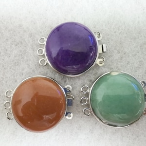 Beautiful Triple Strands Color Jade Box Clasp