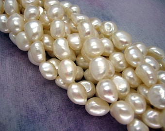 Large Lustrous White Baroque Freeform Shaped Freshwater Pearls