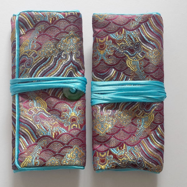 Beautiful Brocade Travel Jewellery Roll, Travel Jewelry Case