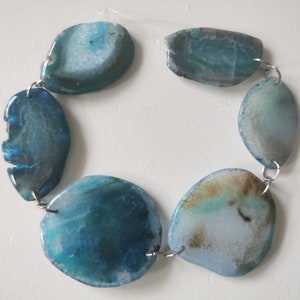 Extra Large Blue Agate Freeform Polished Slab Beads