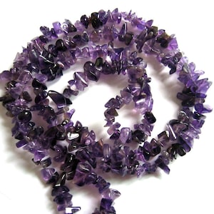 Extra Long 35 Inch Strand Natural Amethyst Nuggets Chips
