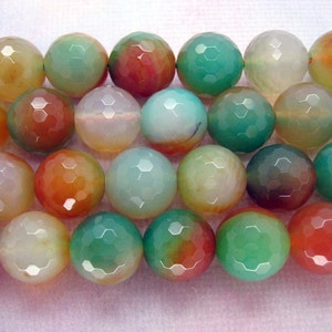 15 Inch Strand Red Green Agate Round Faceted Bead 14mm image 4