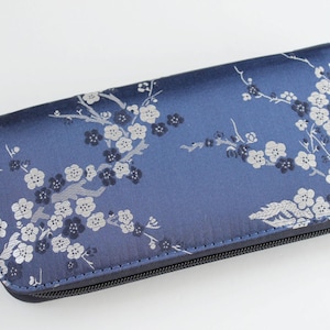 Cartera con cremallera de brocado, cartera con cremallera de flor de ciruelo, cartera para mujer