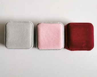 Hinged Square Velvet Pendant Box, Jewelry Gift Box, Jewelry Storage Box