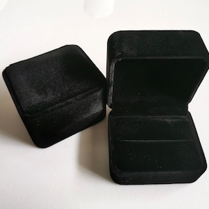Hinged Velvet Double Ring Box, Jewelry Gift Box, Jewelry Storage Box