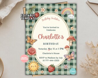 Editable Birthday Invitation Template: Whimsical Garden Theme (Digital Download)