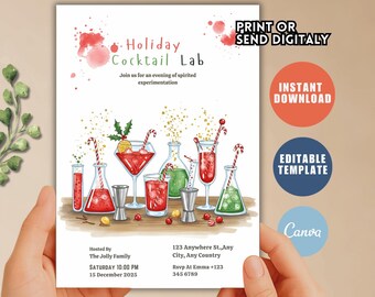 Clipart cocktail de Noël, vacances boissons PNG Bundle, ensemble d'art aquarelle
