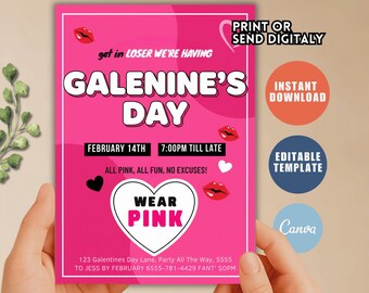 Editable Burn Book Galentine's Day Invite, Girls Party (Digital Download)
