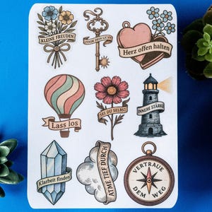 Deutsche Sprüche Adesivo / Stickerbogen / Achtsamkeit Aufkleber / Die Cut / Positive Zitate Journal, Planer, Laptop / Geschenkidee Deutsch