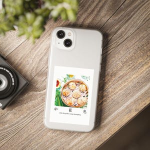 Calligraphie chinoise bilingue MINI CARTE + PAPIER PEINT inspiré des dim sum. Imprimable sous forme d'insert de coque de téléphone ou de carte. ??