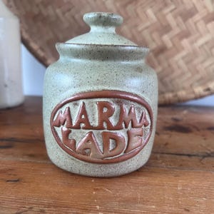 Vintage Stoneware Marmalade Lidded Jar, Tremar Style Speckled Ceramic Preserve Pot, Rustic Studio Pottery Kitchenalia, Breakfast Table Decor