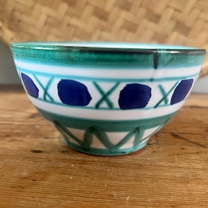 Vintage Robert Picault Vallauris Hand Painted Ceramic Bowl | Mid Century Modern French Studio Pottery | Abstract Design Art Pottery |
