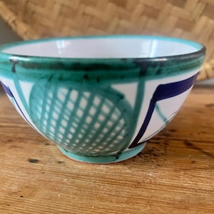 Vintage Robert Picault Vallauris Hand Painted Ceramic Bowl | Mid Century Modern French Studio Pottery | Abstract Design Art Pottery |
