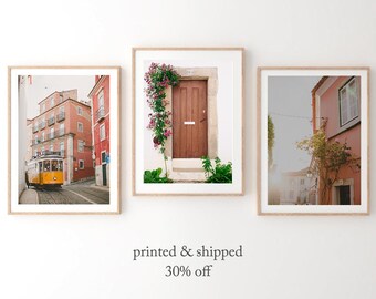 3 Piece Wall Art, Lisbon Yellow Tram, Lisbon Print, Portugal Prints, Photography Prints Portugal, Lisbon Print Set, Lisbon Photography