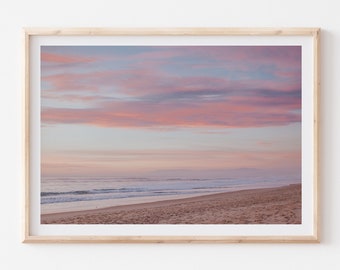 Purple Pink Sunset Beach, Sunset Beach Boho, Coastal Art Decor, Beach Photography Print, Ocean Sunset Wall Art, Pink Beach Art