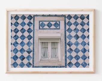 Window Print, Portugal Poster, Portugal Tile, Blue Tile Photo, Travel Photo Print, Lisbon Blue Art Print, Lisbon Tiles, Architecture Travel