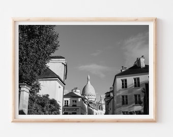 Paris Travel Photography Print, Black & White Travel Print, Sacre Coeur Art Print, Montmartre Travel Print, Paris Lover Gift, French Home