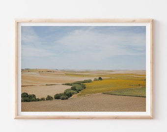 Field Print, Nature Print, Landscape Print, Sunflower Field Art, Nature Art, Meadow Art, Floral Artwork, Spring Wilderness, Yellow Landscape