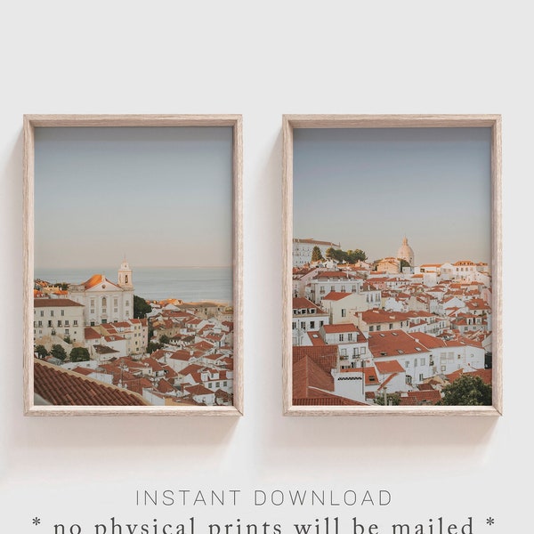 Set of 2 Printables, Lisbon Printable Wall Art, Lisbon Portugal Poster, Downloadable Lisbon Print, Architecture Print, Poster Digital Print