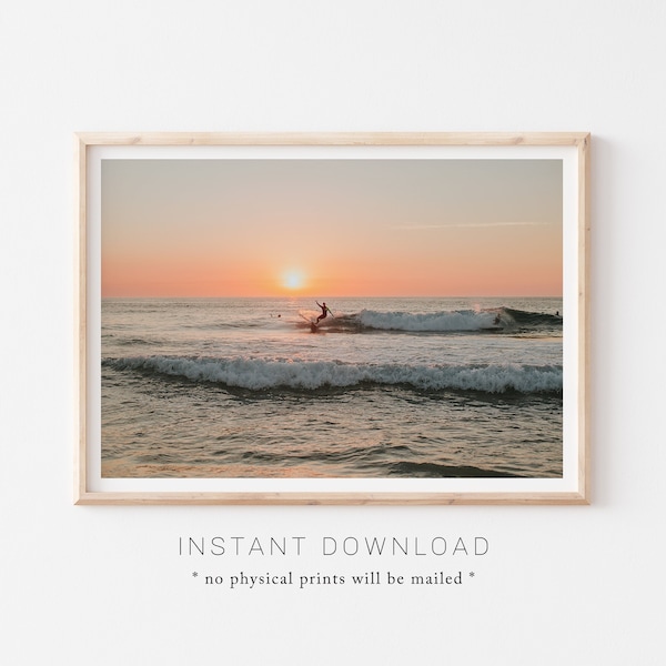 Surf Poster, Surfer Sunset, Surf Print, Surf Decor, Sunset Surfing, Coastal Decor, Beach Wall Art, Ocean Prints, Surf Printable Wall Art