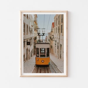 Yellow Tram Lisbon, Lisbon Portugal, Tram Print, Travel Wall Art, Architecture, Trolley Print, Lisbon Portugal Photography, Travel City Art image 1