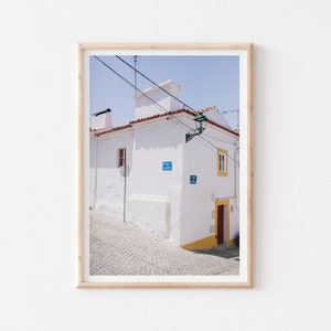 White Village Portugal Poster, Countryside Portugal Print, Rustic Wall Decor, White Farmhouse Wall Art, Architecture Photography Print image 1