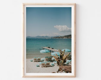 Beach Umbrellas Juan-les-Pins, South of France Summer Photography Print, France Print, French Riviera Photography, Côte d'Azur Beach Print