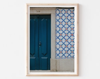 Azulejo Art Print, Lisbon Door Poster, Blue Door Tile, Portugal Poster, Lisbon Art Print, Portuguese Azulejo Tiles, Lisbon Photography Print