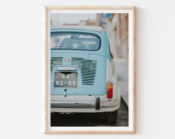 Light Blue Car, Vintage Car Print, Italian Style Car Photo, Vintage Car Lover Gift, Classic Car Wall Art, Vintage Wall Decor, Travel Photo