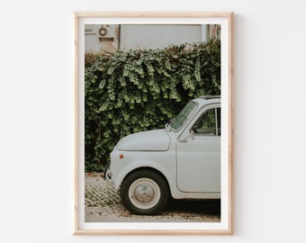 Retro Car Print, Vintage Car Photo Print, Car Photography, Vintage Wall Art, White Green Wall Art, Boho Travel Poster, Vintage Car Decor