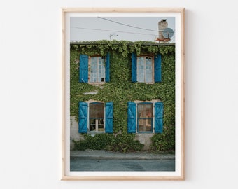 South of France Photography Print, Provence Rustic House Decor, Colorful Rustic Kitchen Decor, Green Blue Wall Art, France Travel Wall Art
