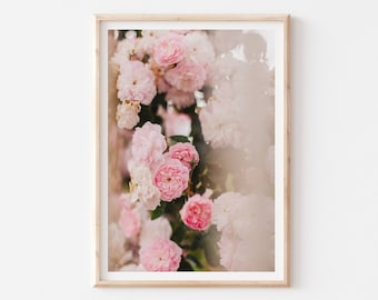 Pink Roses Print, Rose Wall Art, Blush Pink Wall Art Print, Floral Bedroom Decor, Flower Photography Print, Flower Poster, Pink Floral Photo