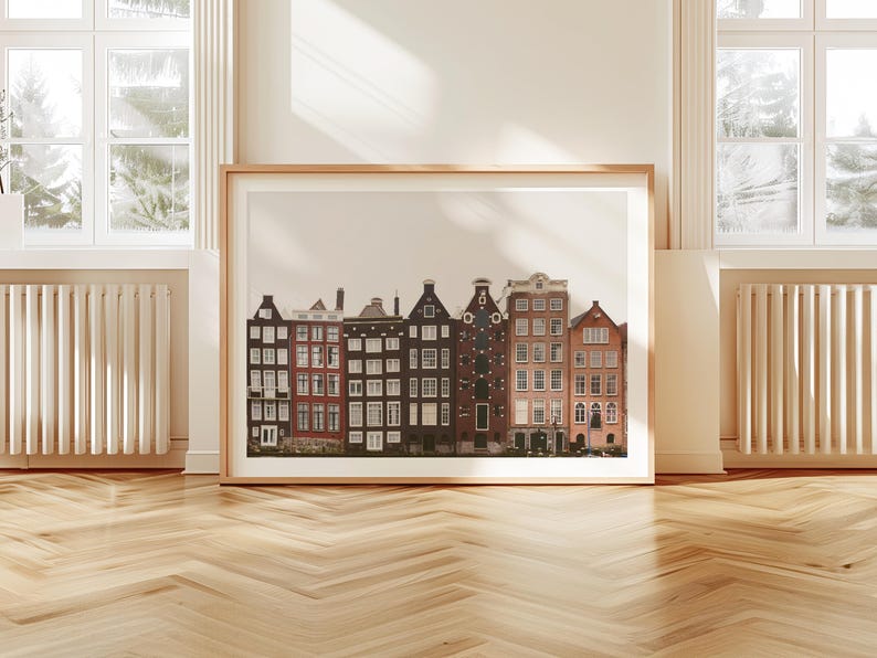 Amsterdam Art Printable, Amsterdam Houses Print, Amsterdam Poster, Amsterdam Wall Art, Travel Wall Decor, Modern Wall Art, Travel Poster image 4
