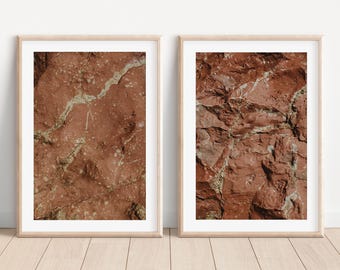 Abstrakt strandstenstexturtryckset, minimalistisk jordnära väggkonst, neutral brun modern inredning