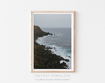 Moody Coastal Landscape Printable Wall Art, Nature Printable, Photography Prints Nature, Sea Photography, Coastal Print, Minimal Decor