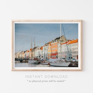 Copenhagen Print, Nyhavn Printable Wall Art, Copenhagen Travel Poster, Denmark Wall Art, Scandinavian Photo Print, Copenhagen Travel Gift