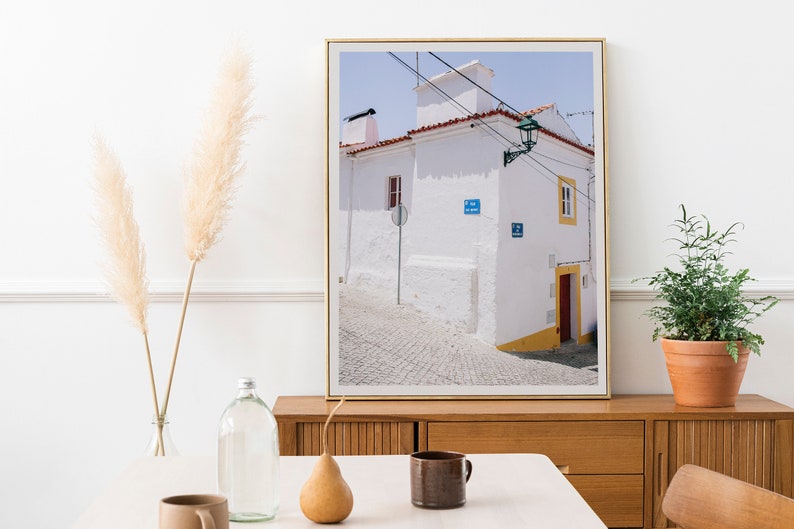 White Village Portugal Poster, Countryside Portugal Print, Rustic Wall Decor, White Farmhouse Wall Art, Architecture Photography Print image 4