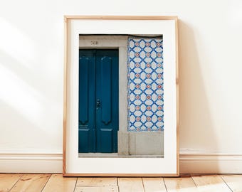 Azulejo Art Print, Lisbon Door Poster, Blue Door Tile, Portugal Poster, Lisbon Art Print, Portuguese Azulejo Tiles, Lisbon Photography Print
