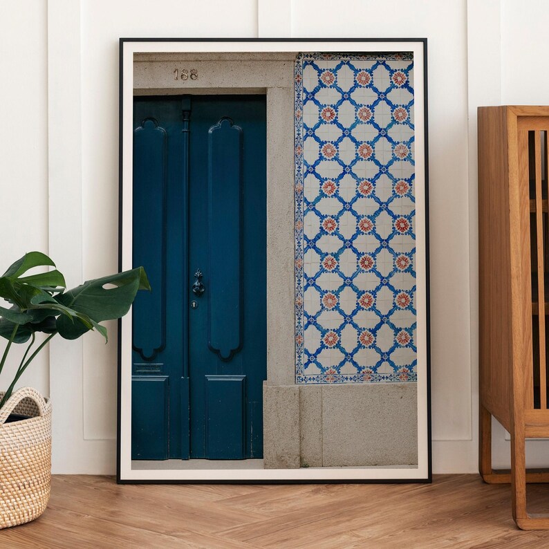 Azulejo Art Print, Lisbon Door Poster, Blue Door Tile, Portugal Poster, Lisbon Art Print, Portuguese Azulejo Tiles, Lisbon Photography Print image 5