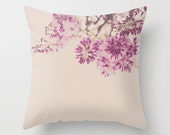 Pink Purple Pillow Cover, Flower Pillow, Throw Pillow, Feminine Pillow, Living-Room Pillow, 16x16 Pillow Decorative, Wisteria Throw Pillow