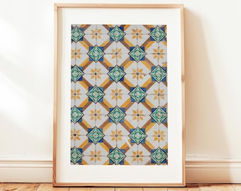 Green Yellow Tile Download Print, Portuguese Tiles, Printable Wall Art,  Portuguese Tile Poster, Rustic Wall Art, Lisbon Azulejo Tile Art