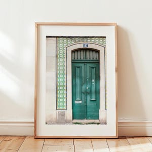 Lisbon Green Door Print, Portugal Wall Art, Travel Gift Wall Art, Portugal Poster, Portuguese Tile, Photography DOWNLOADABLE Print, Colorful