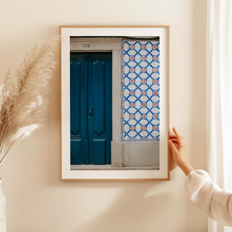 Azulejo Art Print, Lisbon Door Poster, Blue Door Tile, Portugal Poster, Lisbon Art Print, Portuguese Azulejo Tiles, Lisbon Photography Print image 3
